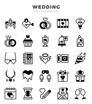 Wedding Lineal Filled icons collection. 25 icon set in a Lineal Filled design.