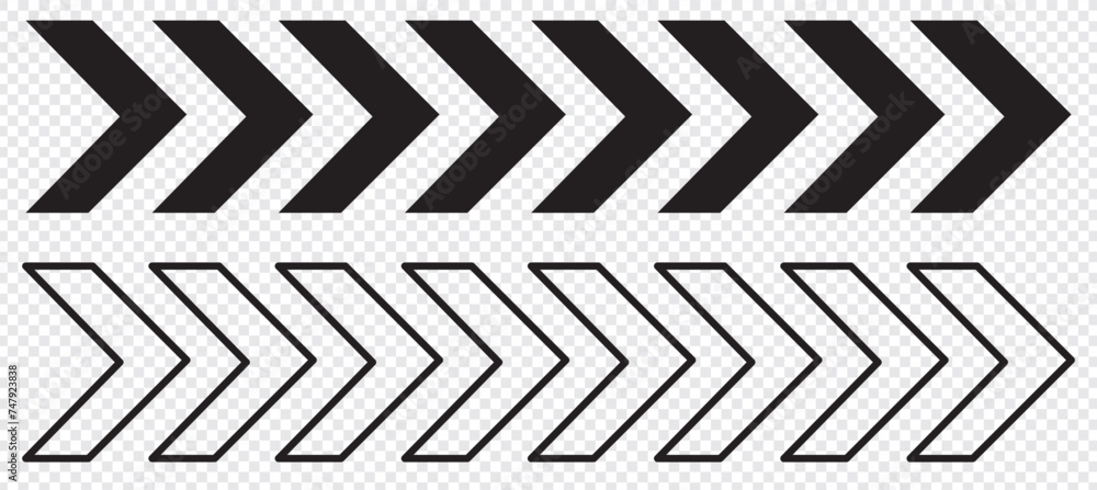 Wall mural arrow icons group. set of black arrows symbols with blend effect. chevron symbols. vector isolated o