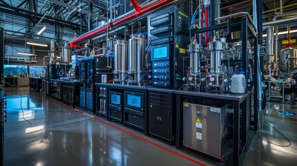Fototapeta premium Advanced laboratory equipment in a high-tech industrial research facility
