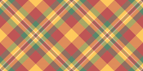 Anniversary tartan vector fabric, december background textile check. Post texture seamless plaid pattern in red and amber colors.
