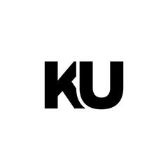 Letter K and U, KU logo design template. Minimal monogram initial based logotype.