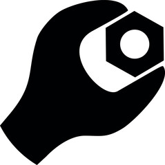 Wrench and Nut Icon in Flat Style. Vector Illustration.