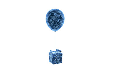 Balloon and present, 3d rendering.