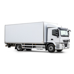 a white logistics truck, side view, white background сreated with Generative Ai