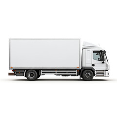 a white logistics truck, side view, white background сreated with Generative Ai