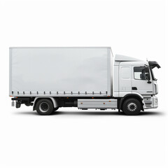 a white logistics truck, side view, white background сreated with Generative Ai