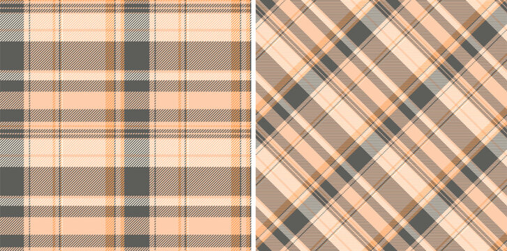 Seamless texture vector of background plaid pattern with a tartan check textile fabric. Set in fall colors in creative gift paper ideas.