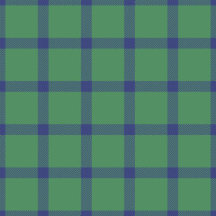 Detailed fabric pattern textile, teenage seamless texture vector. Romance check tartan plaid background in blue and green colors.