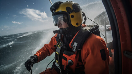 Marine Rescuer on Boat, Portrait