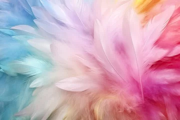 Zelfklevend Fotobehang Close-Up of Pink and Blue Ostrich Feather Boa © Nick Alias