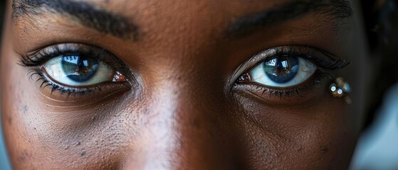 Close up eyes of black woman - obrazy, fototapety, plakaty