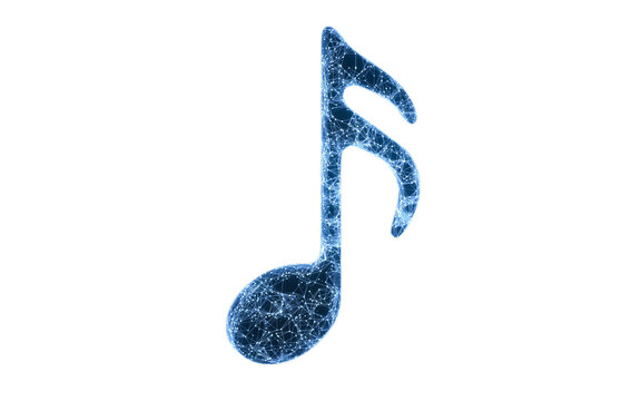 Music note with blue technology structure, 3d rendering.