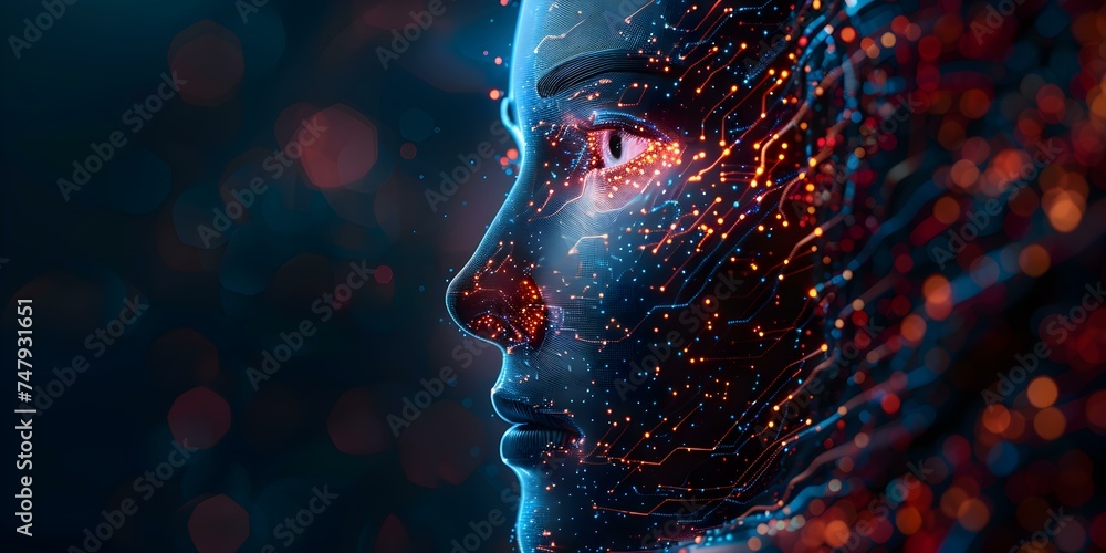 Poster abstract image of a futuristic ai concept with circuitry patterns centered professional photo copy s