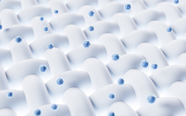 Obraz premium Wave cloth with microscopic detail and particles, 3d rendering.