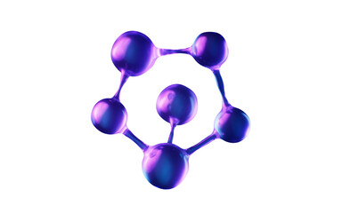 Molecule with dark neon light effect, 3d rendering.