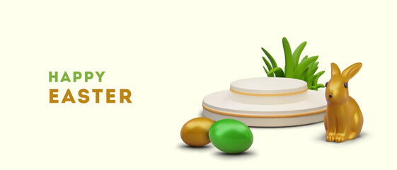 Easter advertising, promotional concept with golden decorative element
