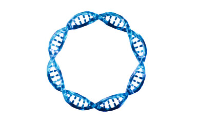 Blue DNA with ring circle shape, 3d rendering.