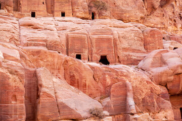 Cave dwellings in the Rose City of Petra, Jordan. This lost city is a UNESCO world heritage site - 747933049
