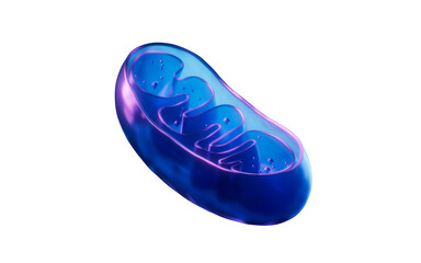 Mitochondria with dark neon light effect, 3d rendering.
