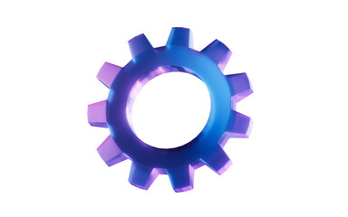 Mechanical gear with dark neon light effect, 3d rendering.