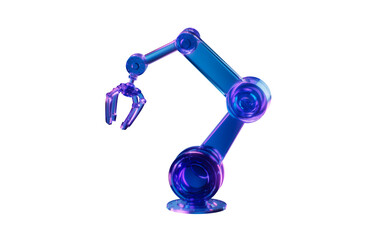 Mechanical arm with dark neon light effect, 3d rendering.