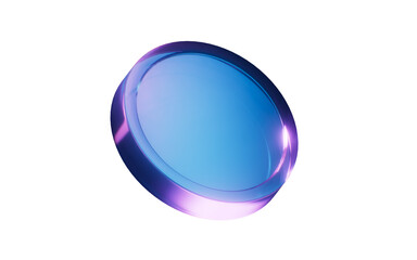 A coin with dark neon light effect, 3d rendering.