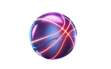 Basketball with dark neon light effect, 3d rendering.
