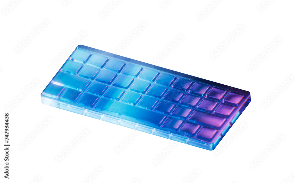 Poster Keyboard with dark neon light effect, 3d rendering.