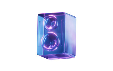 Music sound box with dark neon light effect, 3d rendering.