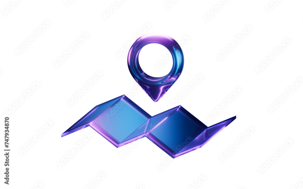 Poster map navigation with dark neon light effect, 3d rendering.