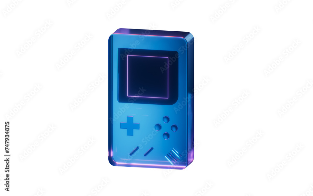Poster a game machine with dark neon light effect, 3d rendering.