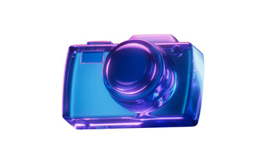 Camera with dark neon light effect, 3d rendering.