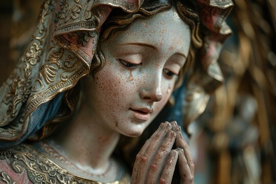 Virgin mary: a symbol of faith and devotion, an iconic figure in christianity representing purity, grace, and divine motherhood, revered by believers worldwide for her sacred significance.