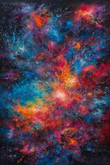 Incredibly beautiful galaxy in outer space. Nebula night starry sky in rainbow colors. Multicolor outer space. Vertical