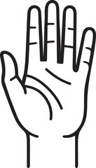 Vector isolated illustration of human open hand outline with lifelines
