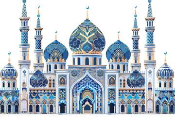cartoon ramadan ornament islamic mosque islamic architecture decoration isolated on white background. ramadan kareem holiday celebration concept