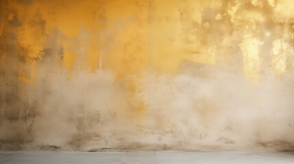 Abstrakcyjne jasne tło - pozłacana betonowa ściana, obraz olej na płótnie. Nowoczesny wystrój wnętrza. Sztuka