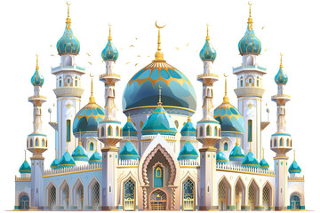 Fototapeta na wymiar cartoon ramadan ornament islamic mosque islamic architecture decoration isolated on white background. ramadan kareem holiday celebration concept