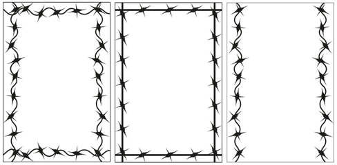 Barber Wire Frame collection. Razor Wire Frame set isolated white background. Template card postcar designt. Vector illustration can used web banner poster flyer design in Brutal style. EPS 10 - obrazy, fototapety, plakaty