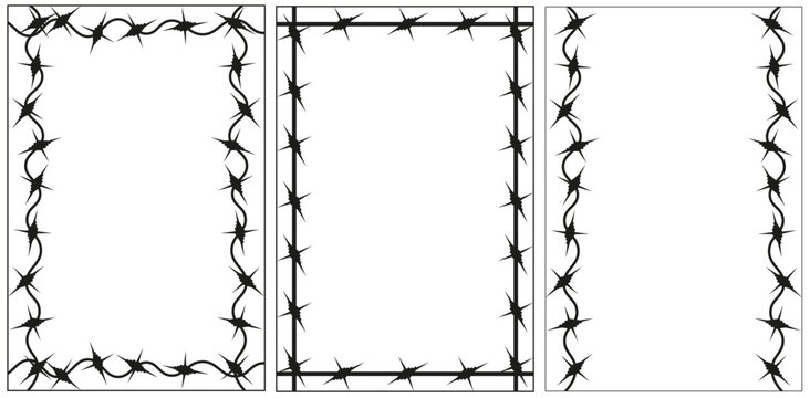 Barber Wire Frame collection. Razor Wire Frame set isolated white background. Template card postcar designt. Vector illustration can used web banner poster flyer design in Brutal style. EPS 10