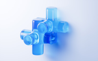 Naklejka premium Abstract bright glass geometry background, 3d rendering.