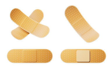 Adhesive bandage with medical concept, 3d rendering.