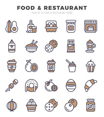 Set of Food and Restaurant Icons Two Color icons collection.