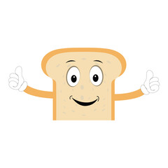 Happy Bread Slice Cartoon Mascot Character, Funny Sandwich Cartoon Vintage Bread Character Retro Style Bread Logo Vector Illustration 60s 70s Bread Retro Style