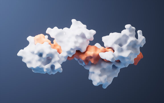 Protein structure with biological concept, 3d rendering.