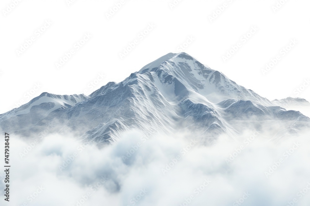 Canvas Prints Majestic snow-covered mountain with clouds. Perfect for travel websites