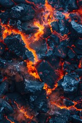 Close up of lava and rocks on a beach, suitable for geological or nature themes