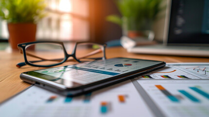 phone with analytics theme