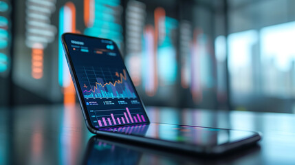 phone with analytics theme