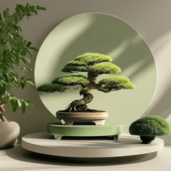 Fotobehang green bonsai showcase © Thanathat